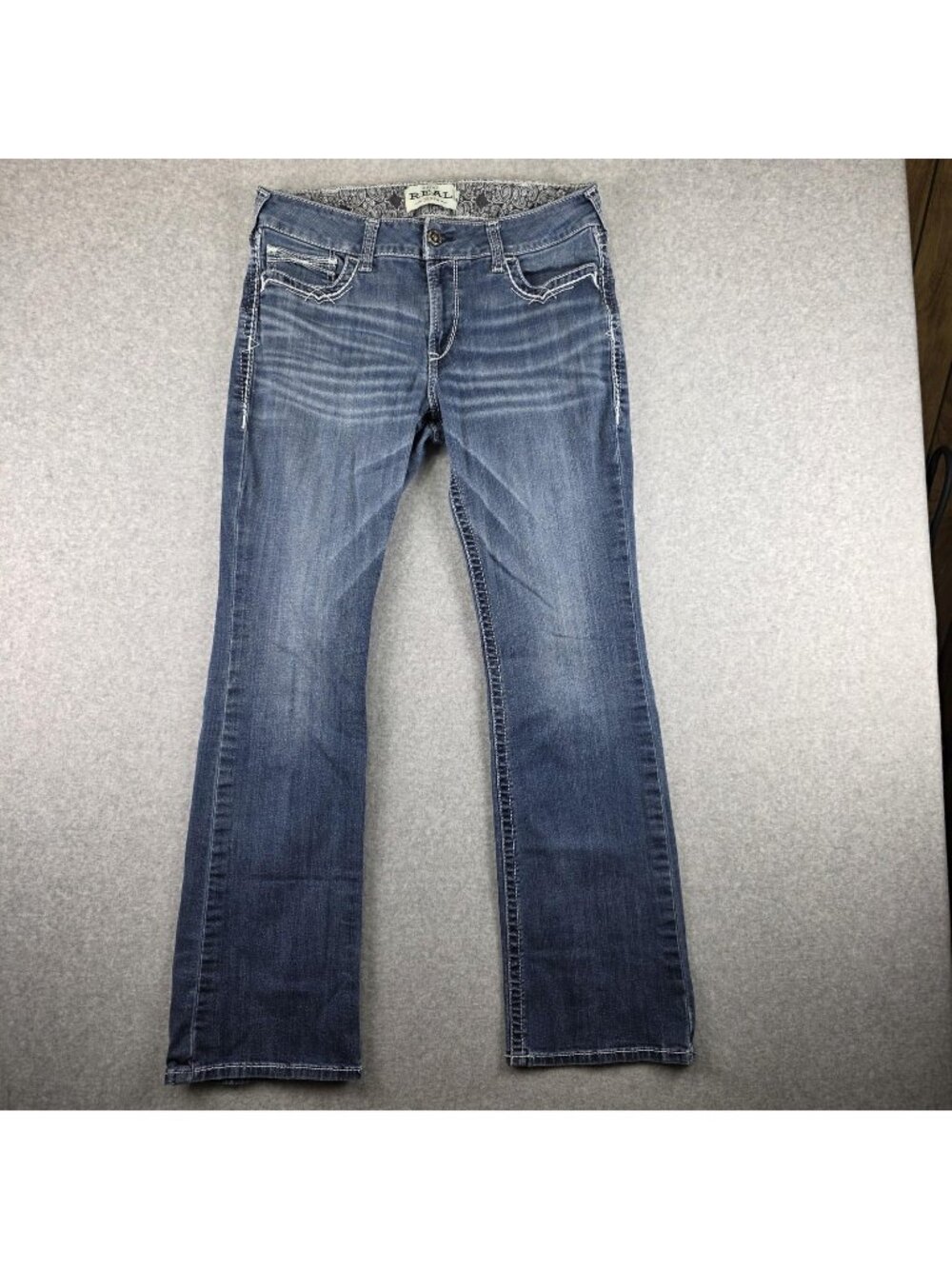 Ariat REAL Jeans Womens 33x33 Bootcut Blue Mid Rise Stretch Western Denim
